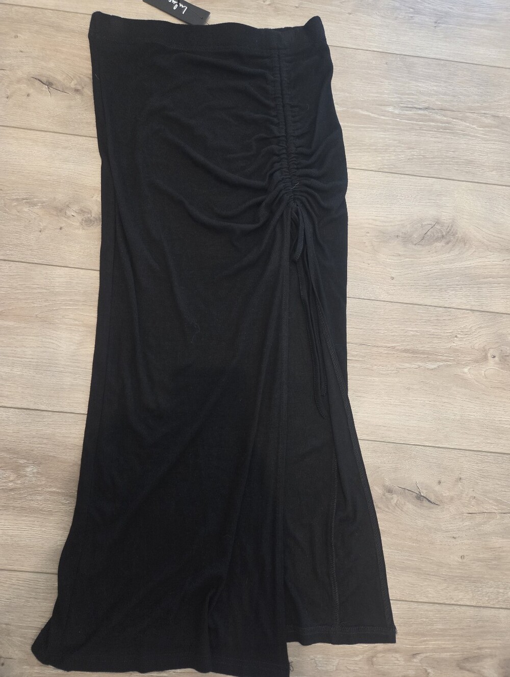 Lulu's Black Side-Ruche Maxi Skirt